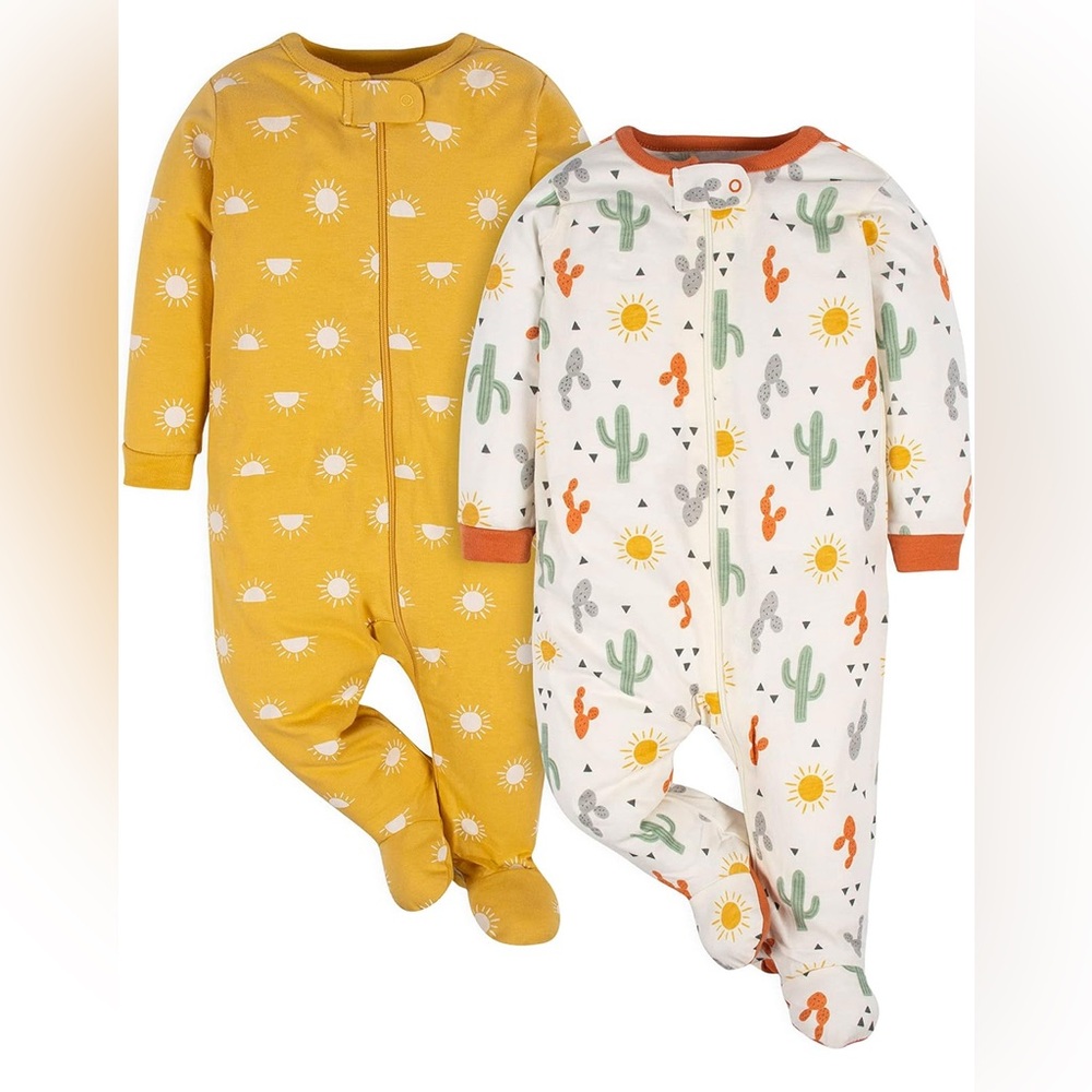 Gerber Unisex Baby Sleep and Play Onesies Footies Lot of 2